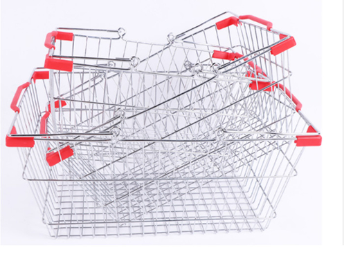 25L Capacity Chrome Shopping Basket , Supermarket Carry Basket ISO Certificates