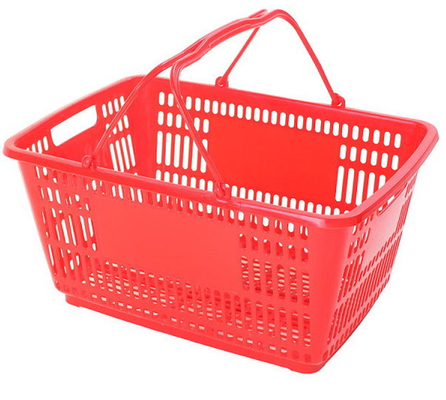 Red Plastic Grocery Basket , Supermarket Hand Basket 35×25×18.5cm