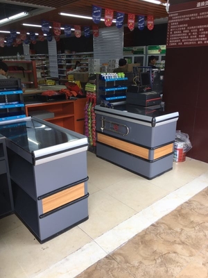 Gondola Supermarket Checkout Counter Stainless Steel Material Powder coating Surface