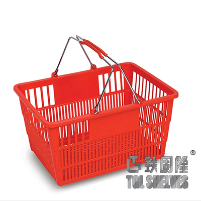 Handheld Shopping Basket Red Color 470×320×210mm PP Material