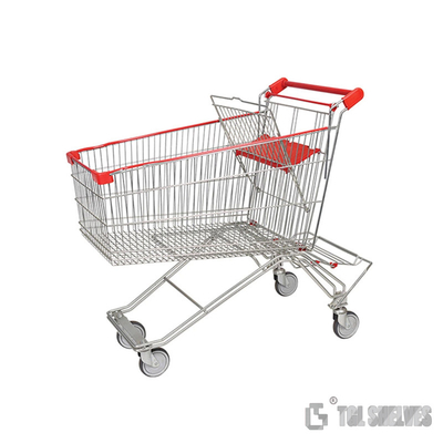 125L TGL Grocery Shopping Carts , ODM Supermarket Shopping Trolley Steel Material