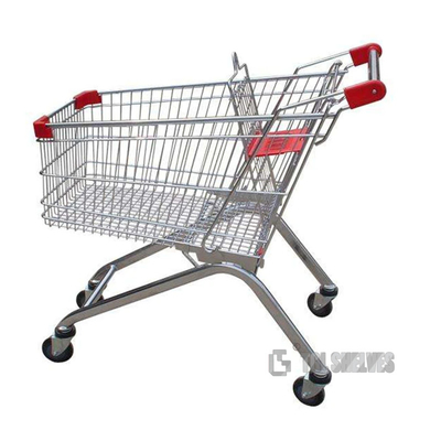 210 Liters Shopping Cart Trolley Supermarket Strong Capacity Silver Galvanized OEM