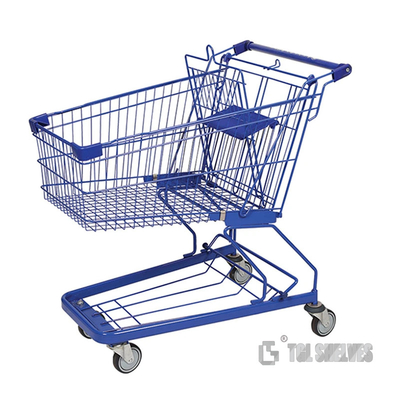 120L Zinc Plated Shopping Cart Trolley Cold Rolled Steel + Plastic Material